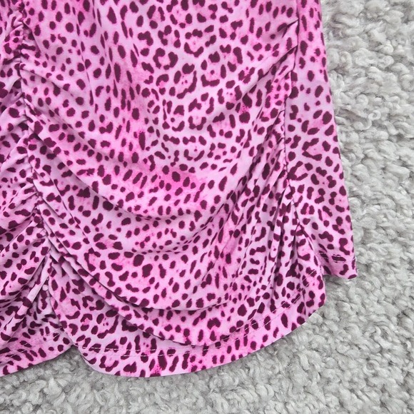 INC International Concepts Top Womens S Pink Animal Print Lace-Up Party Clubwear - Picture 2 of 12